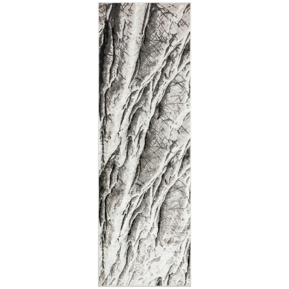 Blaze BLZ05 Abstract Marble Runner Rugs in Silver Grey